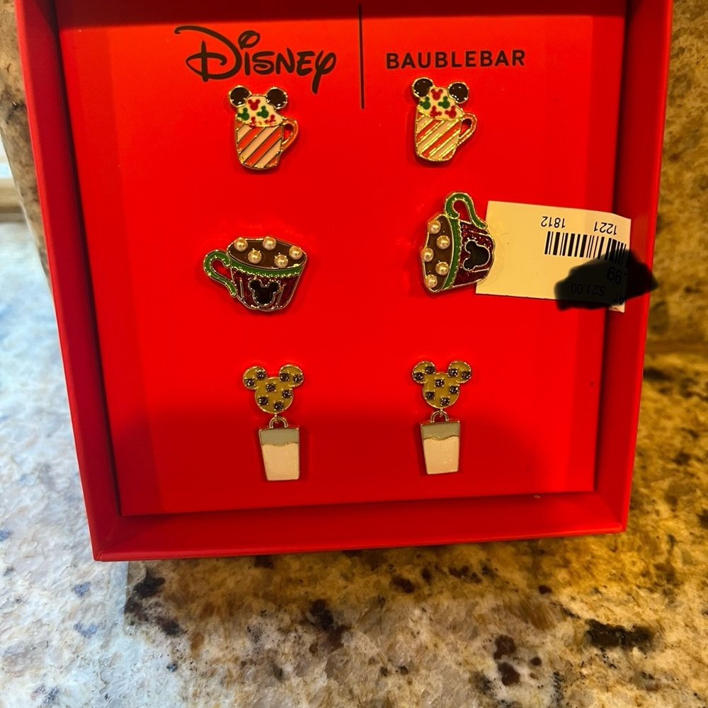 Disney BaubleBar Christmas Mickey Mouse Earrings Set Hot Coco